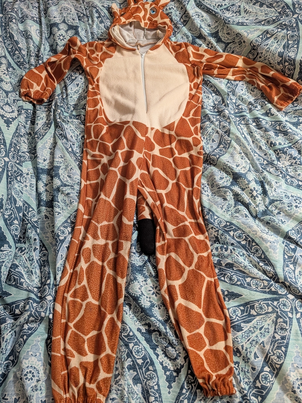Kids Size Medium Ras Giraffe Print Kids One-Piece Bodysuit - Brown Cream